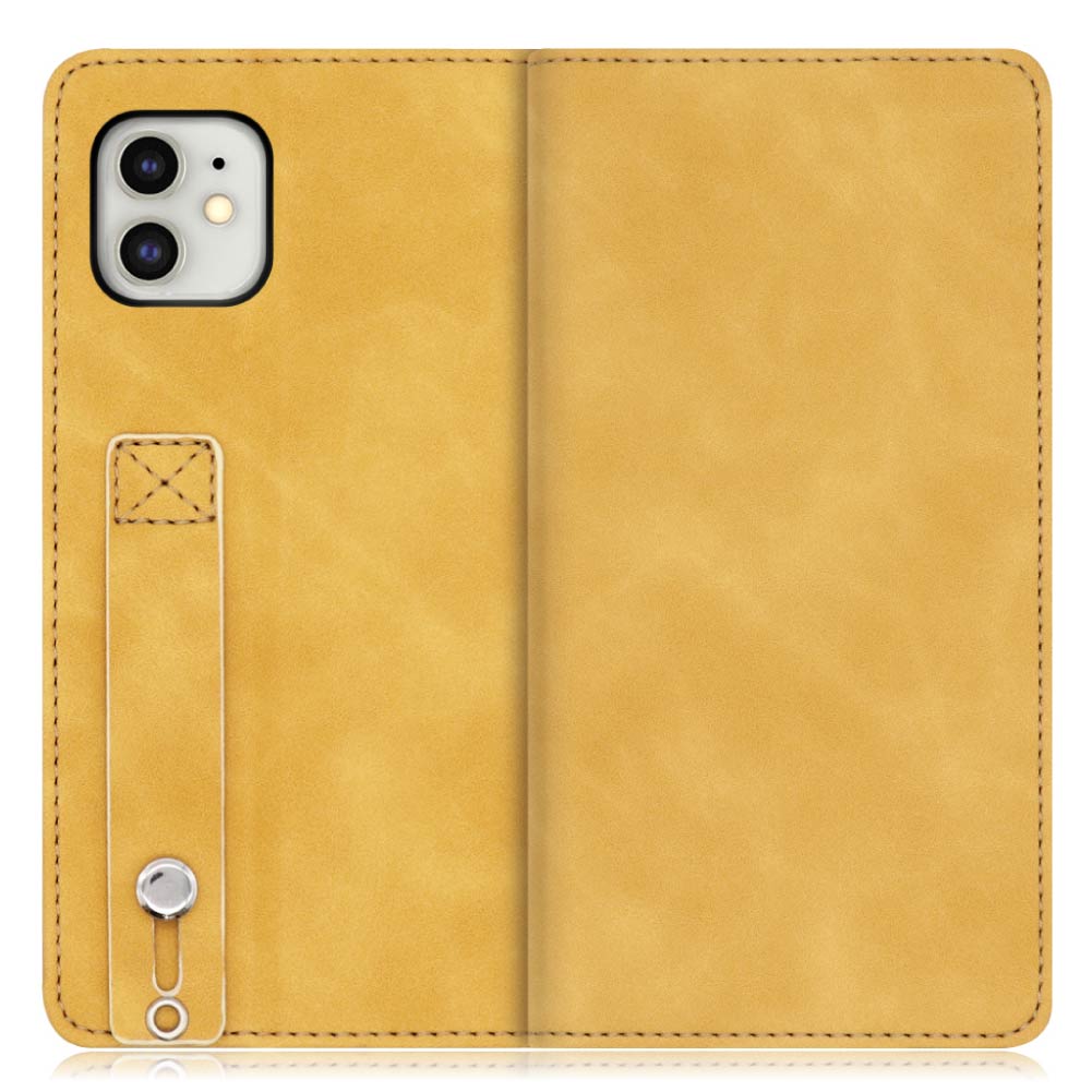 LOOF HOLD-LITE Series iPhone 11 用 [ゴールデンイエロー] ケース カバー スマホケース 手帳型ケース 片手操作補助ベルト 薄型 大容量カード収納