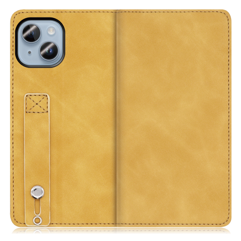 LOOF HOLD-LITE Series iPhone 14 Plus 用 [ゴールデンイエロー] ケース カバー スマホケース 手帳型ケース 片手操作補助ベルト 薄型 大容量カード収納