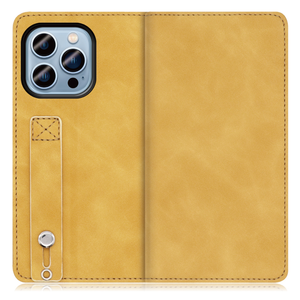 LOOF HOLD-LITE Series iPhone 14 Pro Max 用 [ゴールデンイエロー] ケース カバー スマホケース 手帳型ケース 片手操作補助ベルト 薄型 大容量カード収納