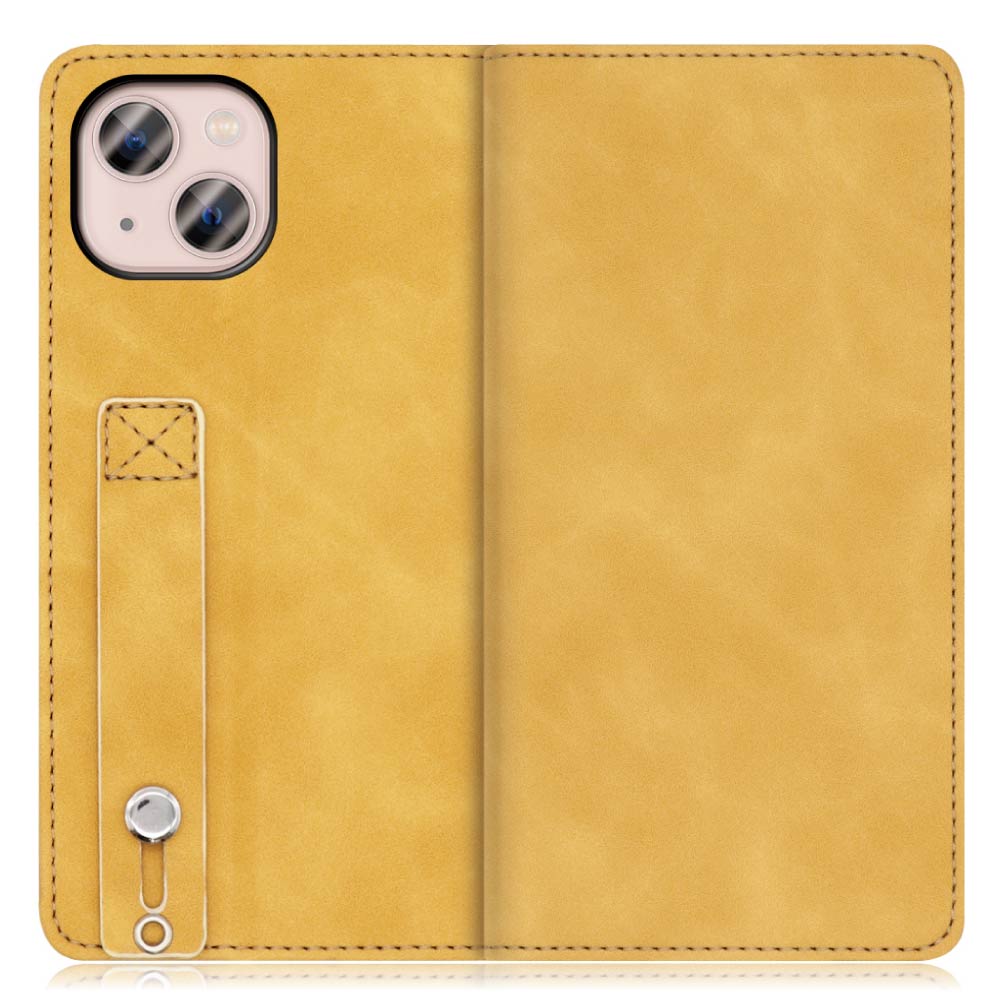 LOOF HOLD-LITE Series iPhone 13  用 [ゴールデンイエロー] ケース カバー スマホケース 手帳型ケース 片手操作補助ベルト 薄型 大容量カード収納