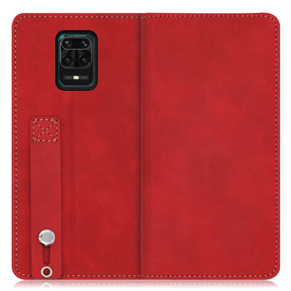LOOF HOLD-LITE Series Xiaomi Redmi Note 9S 用 [ロイヤルレッド] ケース カバー スマホケース 手帳型ケース 片手操作補助ベルト 薄型 大容量カード収納
