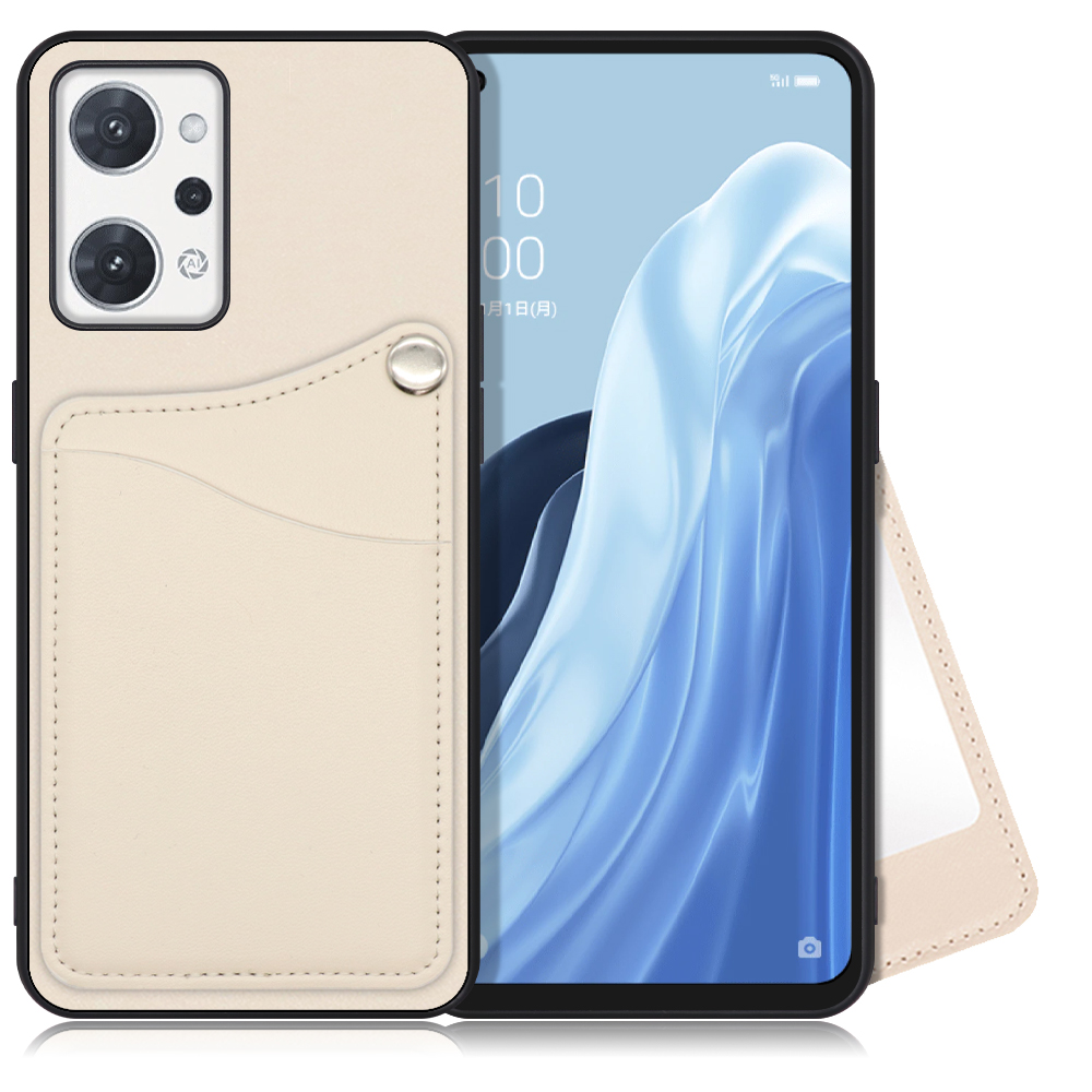 LOOF MODULE-MIRROR Series OPPO Reno7 A / Reno9 A OPG04 / CPH2523 用 [ホワイトリリー] 背面 ケース スマホケース ハードケース ミラー 鏡 キャッシュレス FeliCa対応 スマート決済 かざすだけ