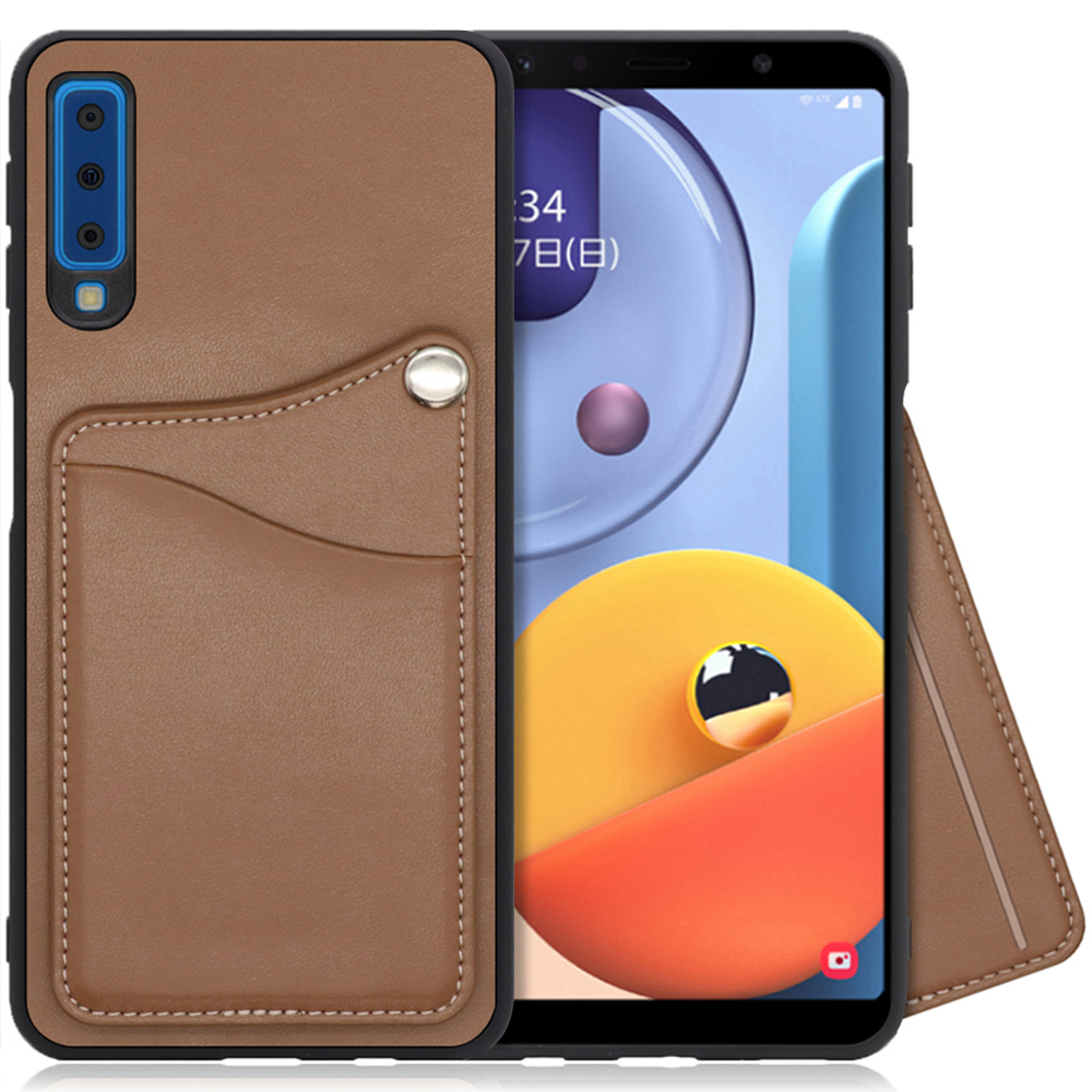 LOOF MODULE-CARD Series Galaxy A7 / SM-A750C 用 [ダークカカオ] スマホケース ハードケース カード収納 ポケット キャッシュレス FeliCa対応 スマート決済 かざすだけ
