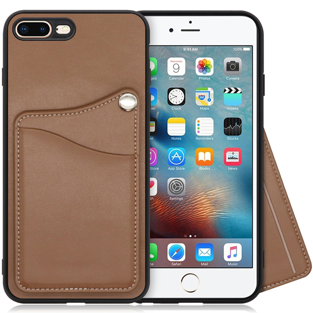 LOOF MODULE-CARD Series iPhone 7 Plus / 8 Plus 用 [ダークカカオ] スマホケース ハードケース カード収納 ポケット キャッシュレス FeliCa対応 スマート決済 かざすだけ