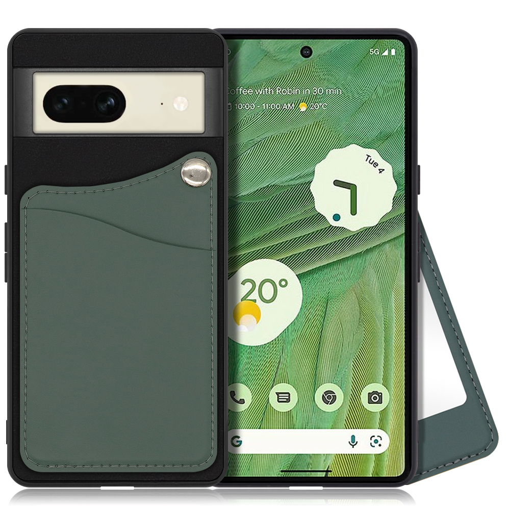 LOOF MODULE-MIRROR BICOLOR Series Google Pixel 7 用 [スレートグリーン] 背面 ケース スマホケース ハードケース 本革 ミラー 鏡 キャッシュレス FeliCa対応 スマート決済 かざすだけ