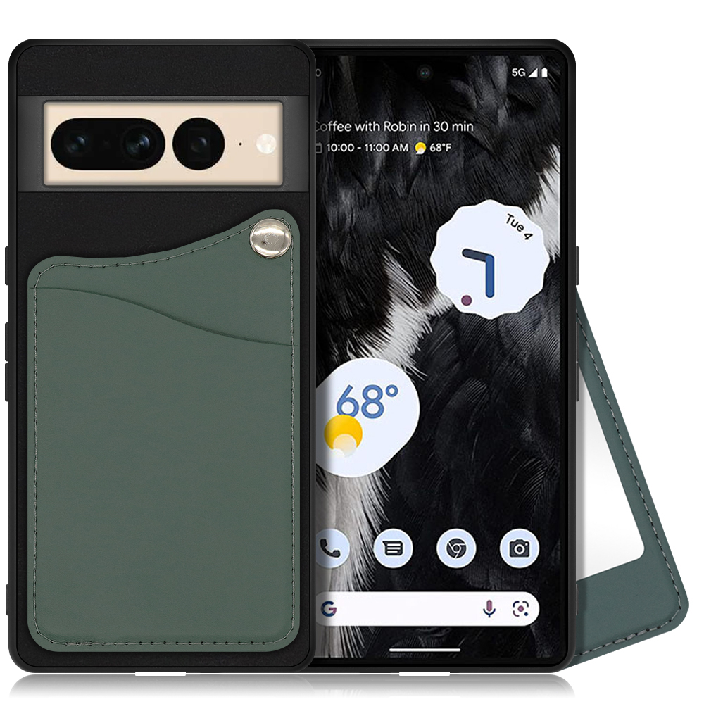 LOOF MODULE-MIRROR BICOLOR Series Google Pixel 7 Pro 用 [スレートグリーン] 背面 ケース スマホケース ハードケース 本革 ミラー 鏡 キャッシュレス FeliCa対応 スマート決済 かざすだけ