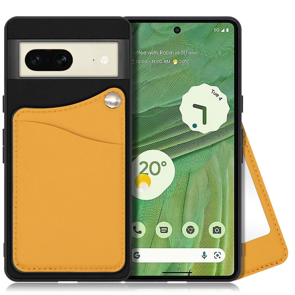 LOOF MODULE-MIRROR BICOLOR Series Google Pixel 7 用 [メープルオレンジ] 背面 ケース スマホケース ハードケース 本革 ミラー 鏡 キャッシュレス FeliCa対応 スマート決済 かざすだけ