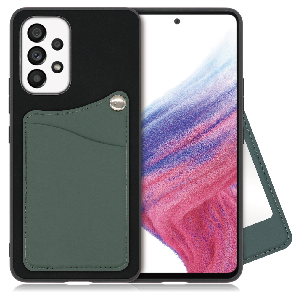 LOOF MODULE-MIRROR BICOLOR Series Galaxy A53 5G / SCG15 / SC-53C 用 [スレートグリーン] スマホケース ハードケース 本革 ミラー 鏡 キャッシュレス FeliCa対応 スマート決済 かざすだけ