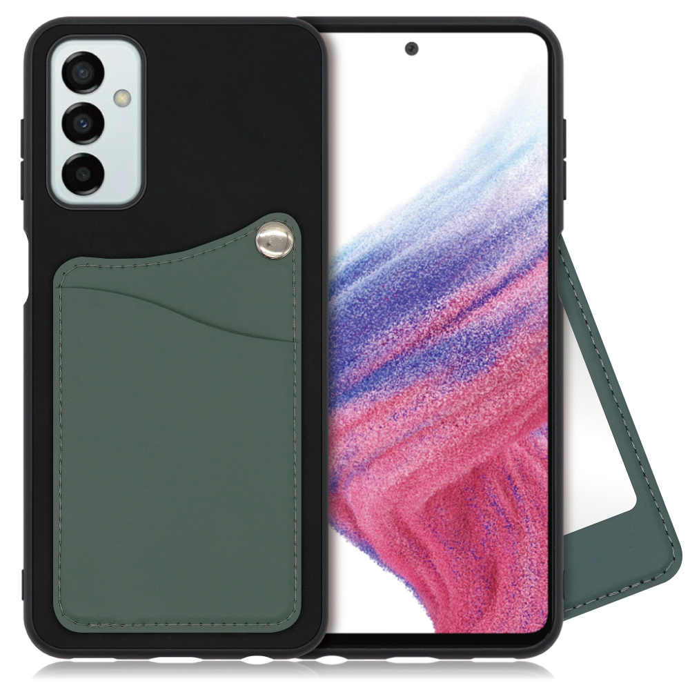 LOOF MODULE-MIRROR BICOLOR Series Galaxy M23 5G 用 [スレートグリーン] スマホケース ハードケース 本革 ミラー 鏡 キャッシュレス FeliCa対応 スマート決済 かざすだけ