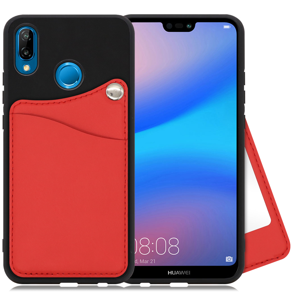 LOOF MODULE-MIRROR BICOLOR Series HUAWEI P20 lite / HWV32 用 [スカーレット] スマホケース ハードケース ミラー 鏡 キャッシュレス FeliCa対応 スマート決済 かざすだけ