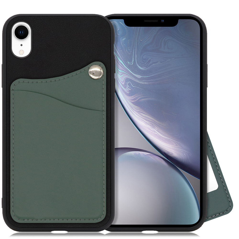 LOOF MODULE-MIRROR BICOLOR Series iPhone XR 用 [スレートグリーン] スマホケース ハードケース ミラー 鏡 キャッシュレス FeliCa対応 スマート決済 かざすだけ