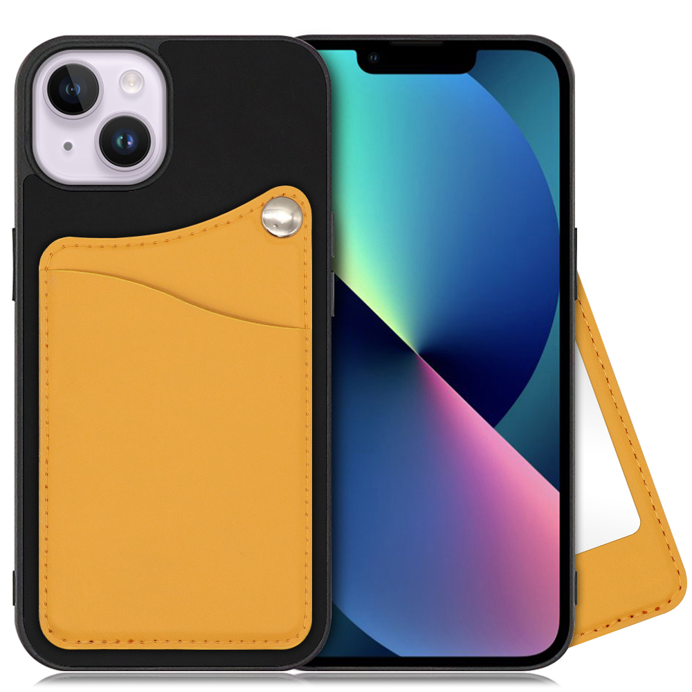 LOOF MODULE-MIRROR BICOLOR Series iPhone 14 Plus 用 [メープルオレンジ] スマホケース ハードケース 本革 ミラー 鏡 キャッシュレス FeliCa対応 スマート決済 かざすだけ