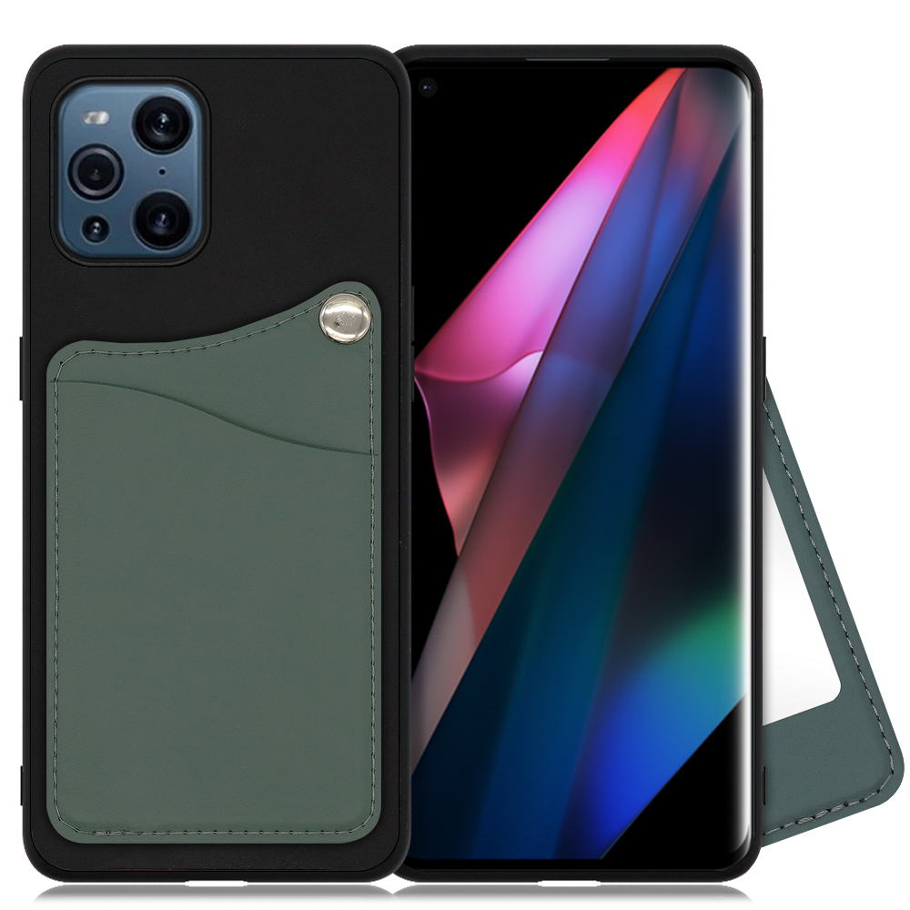 LOOF MODULE-MIRROR BICOLOR Series OPPO Find X3 Pro 用 [スレートグリーン] スマホケース ハードケース ミラー 鏡 キャッシュレス FeliCa対応 スマート決済 かざすだけ