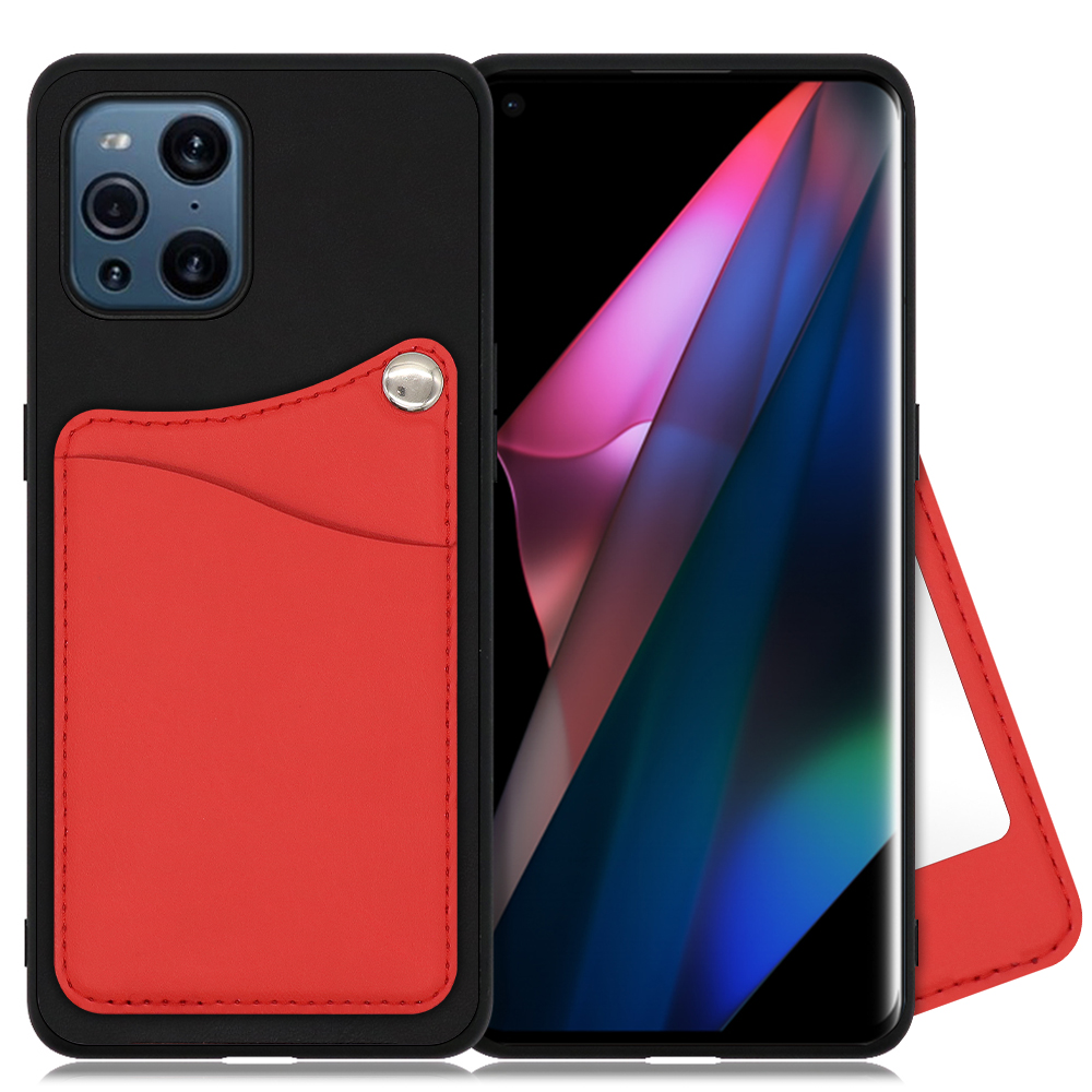 LOOF MODULE-MIRROR BICOLOR Series OPPO Find X3 Pro 用 [スカーレット] スマホケース ハードケース ミラー 鏡 キャッシュレス FeliCa対応 スマート決済 かざすだけ