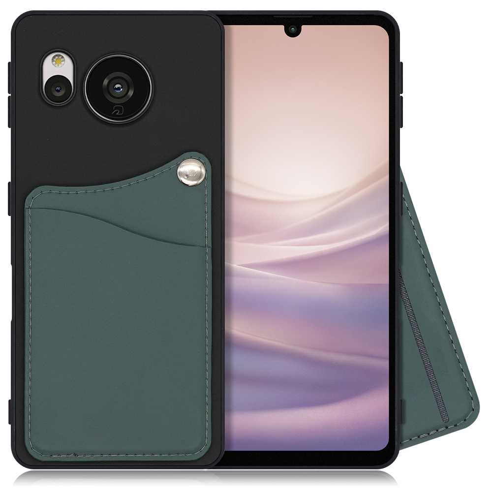 LOOF MODULE-CARD BICOLOR Series AQUOS sense7 / SHG10 / SH-53C アクオス 用 [スレートグリーン] 背面 ケース スマホケース ハードケース 本革 カード収納 ポケット キャッシュレス FeliCa対応 スマート決済 かざすだけ