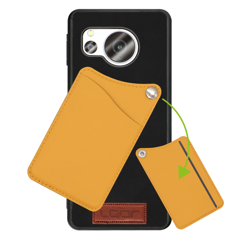 LOOF MODULE-CARD BICOLOR Series AQUOS sense8 アクオス 用 [メープルオレンジ] 背面 ケース スマホケース ハードケース 本革 カード収納 ポケット キャッシュレス FeliCa対応 スマート決済 かざすだけ