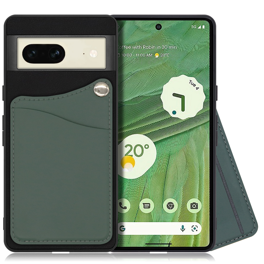 LOOF MODULE-CARD BICOLOR Series Google Pixel 7 用 [スレートグリーン] 背面 ケース スマホケース ハードケース 本革 カード収納 ポケット キャッシュレス FeliCa対応 スマート決済 かざすだけ