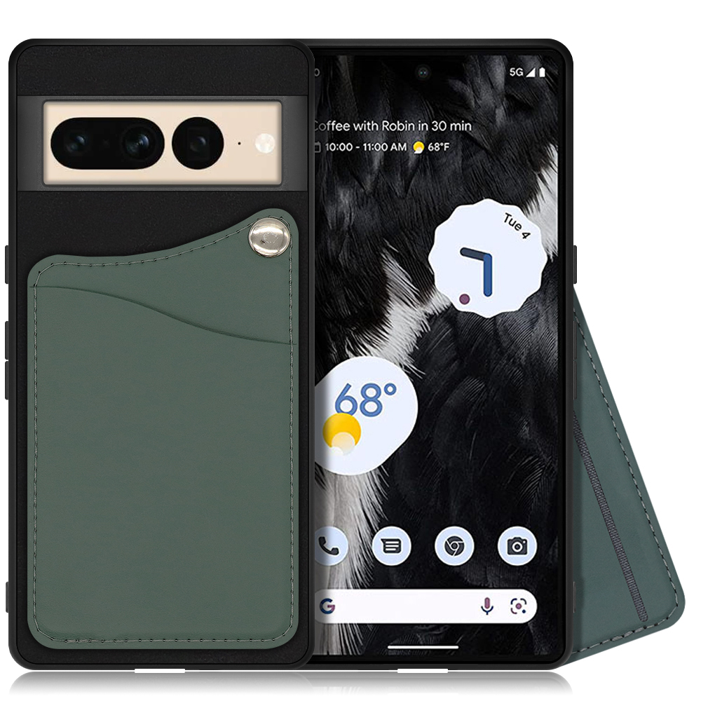 LOOF MODULE-CARD BICOLOR Series Google Pixel 7 Pro 用 [スレートグリーン] 背面 ケース スマホケース ハードケース 本革 カード収納 ポケット キャッシュレス FeliCa対応 スマート決済 かざすだけ