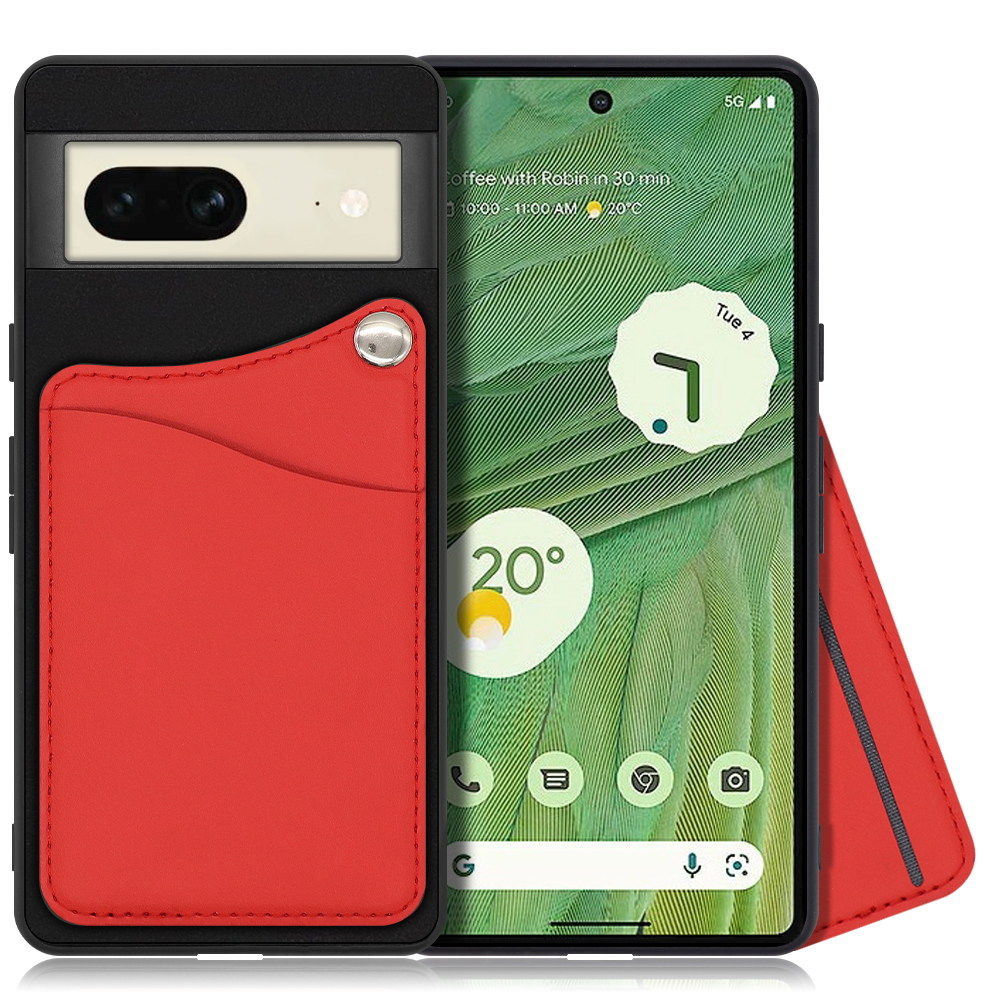 LOOF MODULE-CARD BICOLOR Series Google Pixel 7 用 [スカーレット] 背面 ケース スマホケース ハードケース 本革 カード収納 ポケット キャッシュレス FeliCa対応 スマート決済 かざすだけ