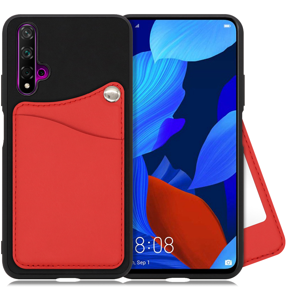 LOOF MODULE-CARD BICOLOR Series HUAWEI nova 5T / YAL-L21 用 [スカーレット] スマホケース ハードケース カード収納 ポケット キャッシュレス FeliCa対応 スマート決済 かざすだけ