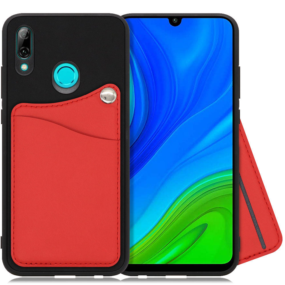 LOOF MODULE-CARD BICOLOR Series HUAWEI nova lite 3 / POT-LX2J 用 [スカーレット] スマホケース ハードケース カード収納 ポケット キャッシュレス FeliCa対応 スマート決済 かざすだけ