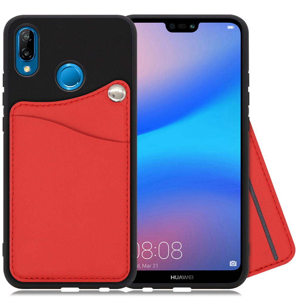 LOOF MODULE-CARD BICOLOR Series HUAWEI P20 lite / HWV32 用 [スカーレット] スマホケース ハードケース カード収納 ポケット キャッシュレス FeliCa対応 スマート決済 かざすだけ