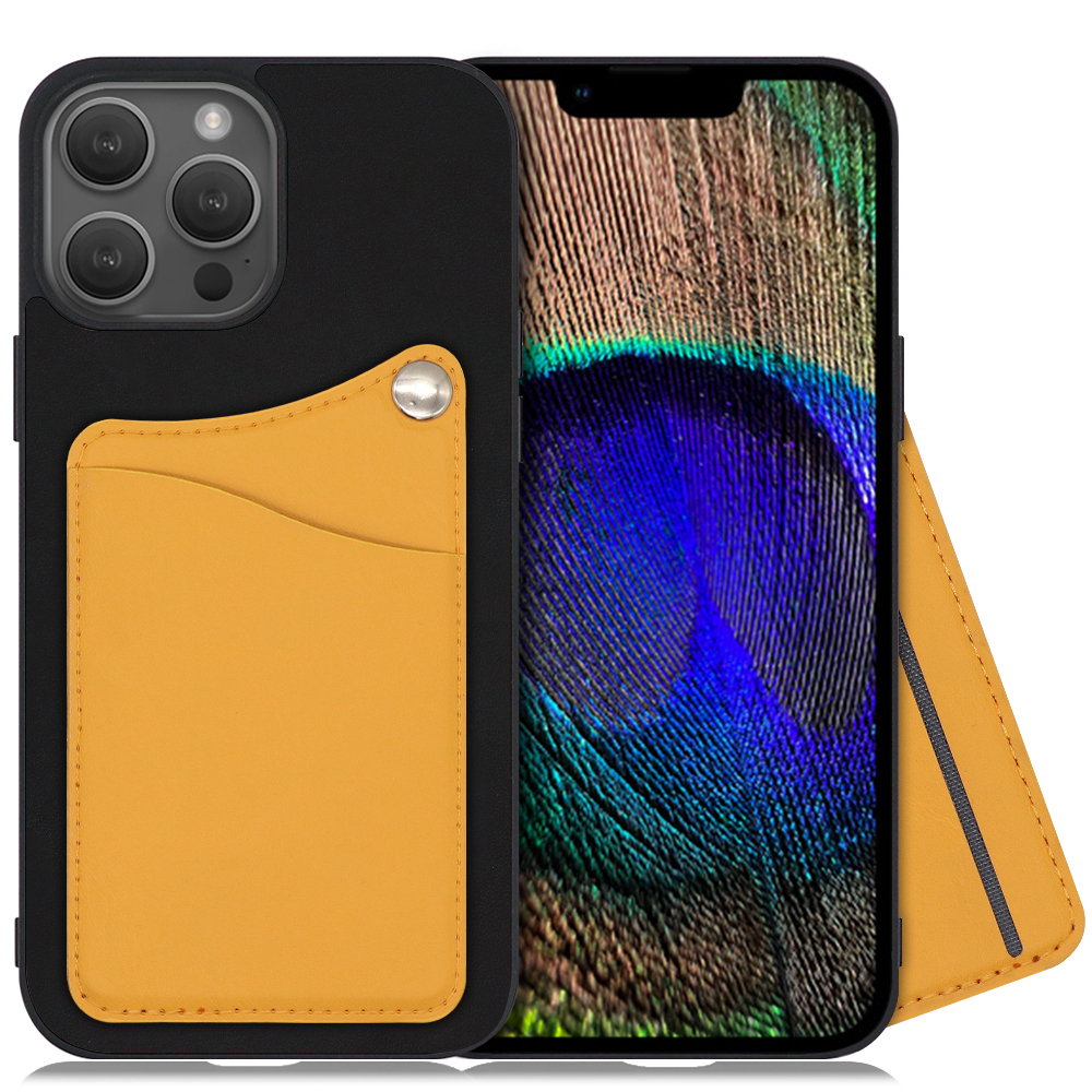 LOOF Module Card Bicolor Series iPhone 14 Pro 用 [メープルオレンジ] スマホケース ハードケース 本革 カード収納 ポケット キャッシュレス FeliCa対応 スマート決済 かざすだけ