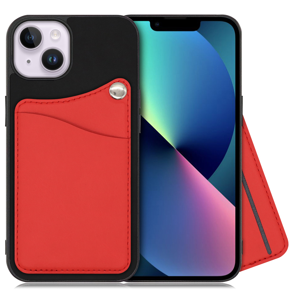 LOOF MODULE-CARD BICOLOR Series iPhone 14 Plus 用 [スカーレット] スマホケース ハードケース 本革 カード収納 ポケット キャッシュレス FeliCa対応 スマート決済 かざすだけ