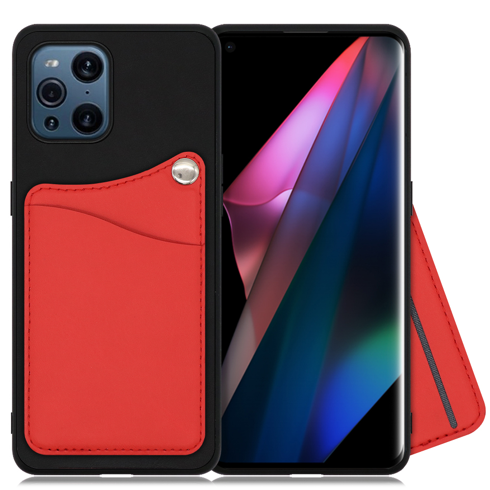 LOOF MODULE-CARD BICOLOR Series OPPO Find X3 Pro 用 [スカーレット] スマホケース ハードケース カード収納 ポケット キャッシュレス FeliCa対応 スマート決済 かざすだけ