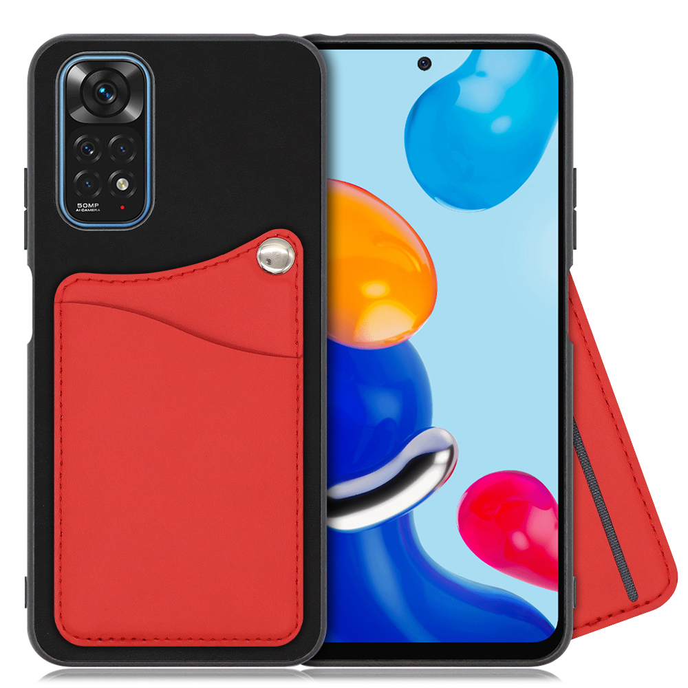 LOOF MODULE-CARD BICOLOR Series Xiaomi Redmi Note 11 用 [スカーレット] スマホケース ハードケース カード収納 ポケット キャッシュレス FeliCa対応 スマート決済 かざすだけ