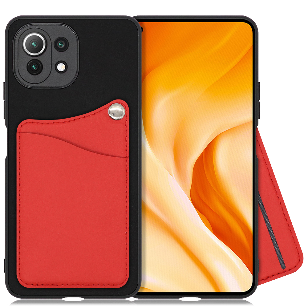 LOOF MODULE-CARD BICOLOR Series Xiaomi Mi 11 lite 5G 用 [スカーレット] スマホケース ハードケース カード収納 ポケット キャッシュレス FeliCa対応 スマート決済 かざすだけ