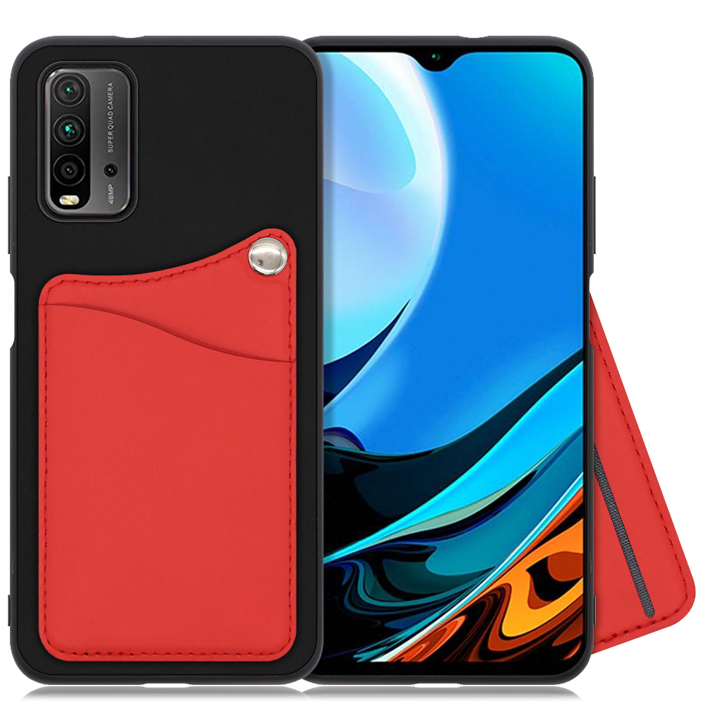 LOOF MODULE-CARD BICOLOR Series Xiaomi Redmi 9T 用 [スカーレット] スマホケース ハードケース カード収納 ポケット キャッシュレス FeliCa対応 スマート決済 かざすだけ