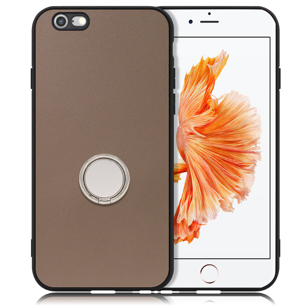 Looco Official Shop Loof Ring Shell Series Iphone 6 6s 用 ラテブラウン スマホケース ハードケース スマホリング リング付き リング 薄い 軽い 落下防止 スタンド 本革 かわいい