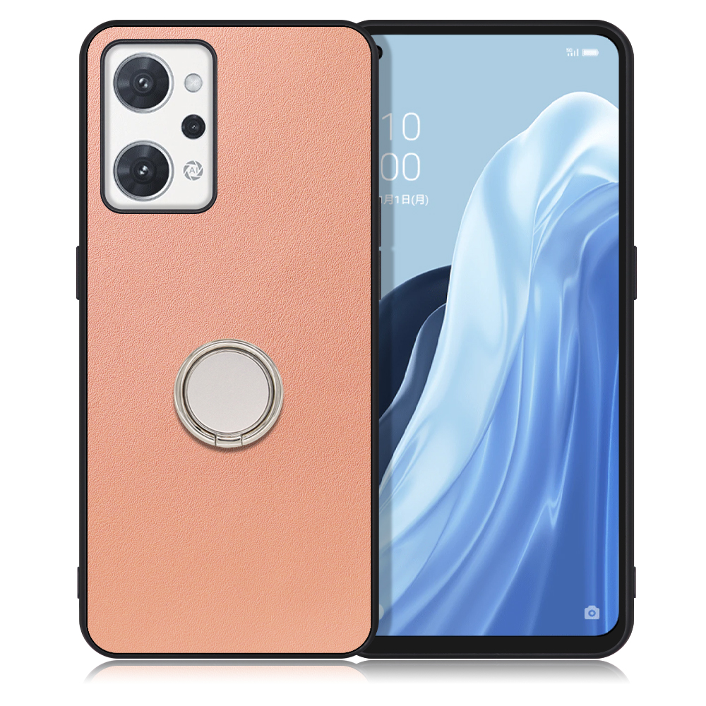 LOOF RING-SHELL Series OPPO Reno7 A OPG04 Reno7A 用 [ダスティローズ] ケース 背面 ケース 背面 スマホケース ハードケース スマホリング リング付き リング 薄い 軽い 落下防止 スタンド 本革 かわいい
