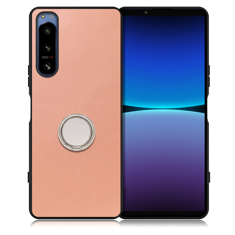 LOOF RING-SHELL Series Xperia 5 IV SO-54C / SOG09 用 [ダスティローズ] ケース 背面 ケース 背面 スマホケース ハードケース スマホリング リング付き リング 薄い 軽い 落下防止 スタンド 本革 かわいい