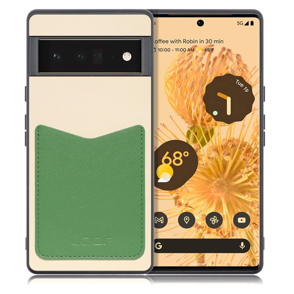 LOOF PASS-SHELL Series Google Pixel 6 Pro 用 [ピンククリーム] スマホケース ハードケース カードポケット カード収納 薄い 軽い PUレザー かわいい コンパクト カード スマホ