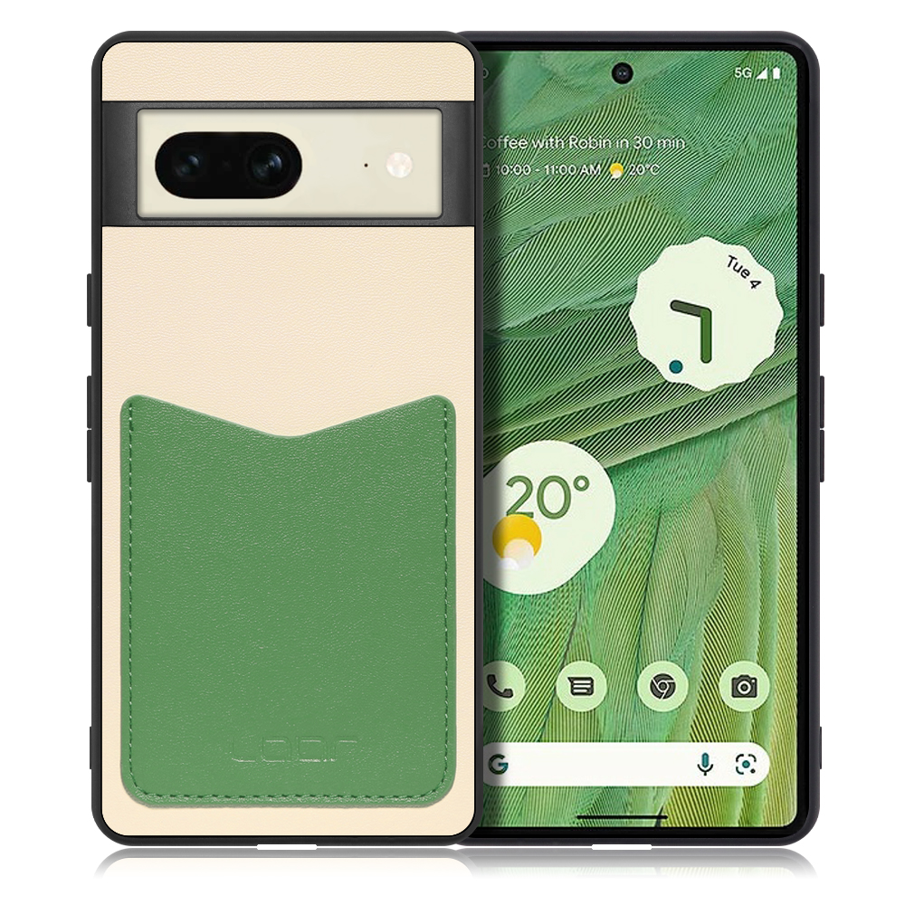 LOOF PASS-SHELL Series Google Pixel 7 用 [クリームグリーン] 背面 ケース スマホケース ハードケース カードポケット カード収納 薄い 軽い PUレザー かわいい コンパクト カード スマホ