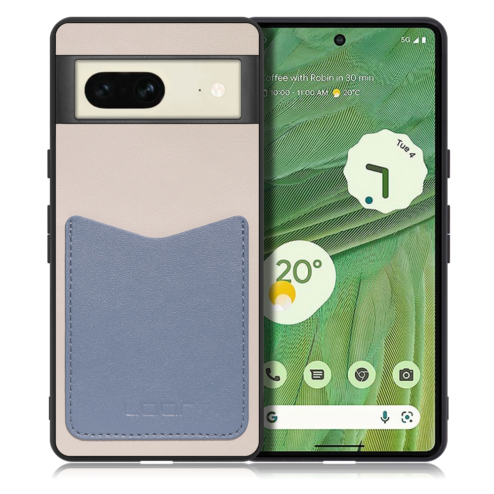 LOOF PASS-SHELL Series Google Pixel 7 用 [グレーブルー] 背面 ケース スマホケース ハードケース カードポケット カード収納 薄い 軽い PUレザー かわいい コンパクト カード スマホ