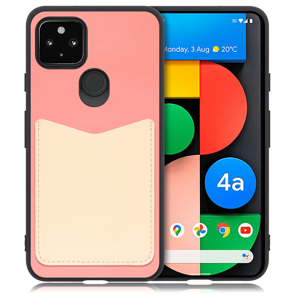 Looco Official Shop Loof Pass Shell Series Google Pixel 4a 5g 用 ピンククリーム スマホケース ハードケース カードポケット カード収納 薄い 軽い Puレザー かわいい コンパクト カード スマホ