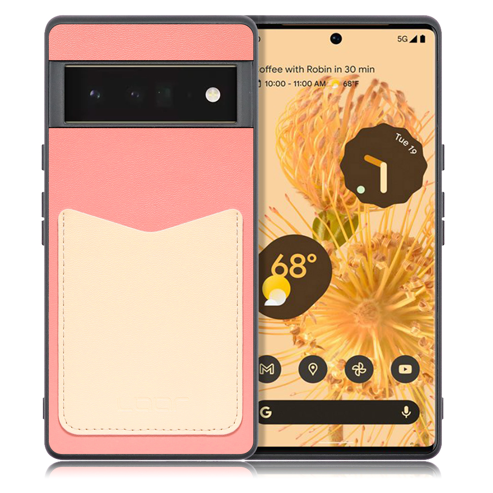 LOOF PASS-SHELL Series Google Pixel 6 Pro 用 [ピンククリーム] スマホケース ハードケース カードポケット カード収納 薄い 軽い PUレザー かわいい コンパクト カード スマホ