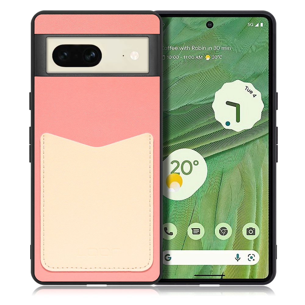 LOOF PASS-SHELL Series Google Pixel 7 用 [ピンククリーム] 背面 ケース スマホケース ハードケース カードポケット カード収納 薄い 軽い PUレザー かわいい コンパクト カード スマホ