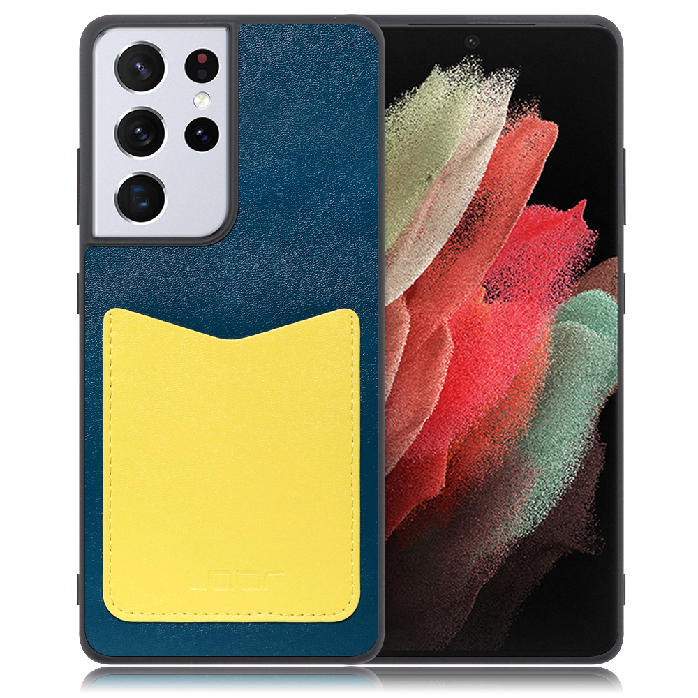 Looco Official Shop Loof Pass Shell Series Galaxy S21 Ultra 5g Sc 52b 用 ネイビーイエロー スマホケース ハードケース カードポケット カード収納 薄い 軽い Puレザー かわいい コンパクト カード スマホ