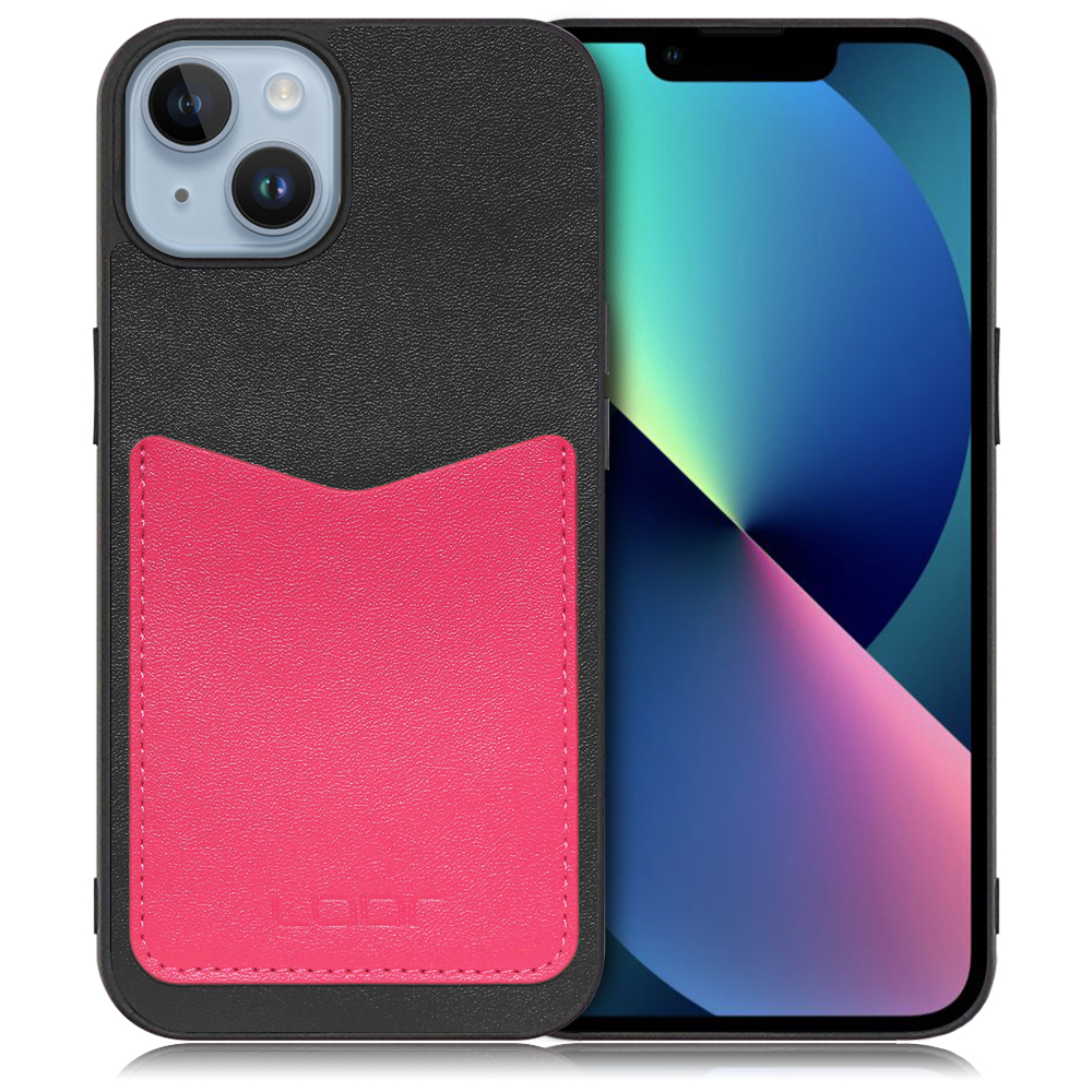 Looco Official Shop Loof Pass Shell Series Iphone 14 用 ブラックピンク スマホケース ハードケース カードポケット カード収納 薄い 軽い Puレザー かわいい コンパクト カード スマホ