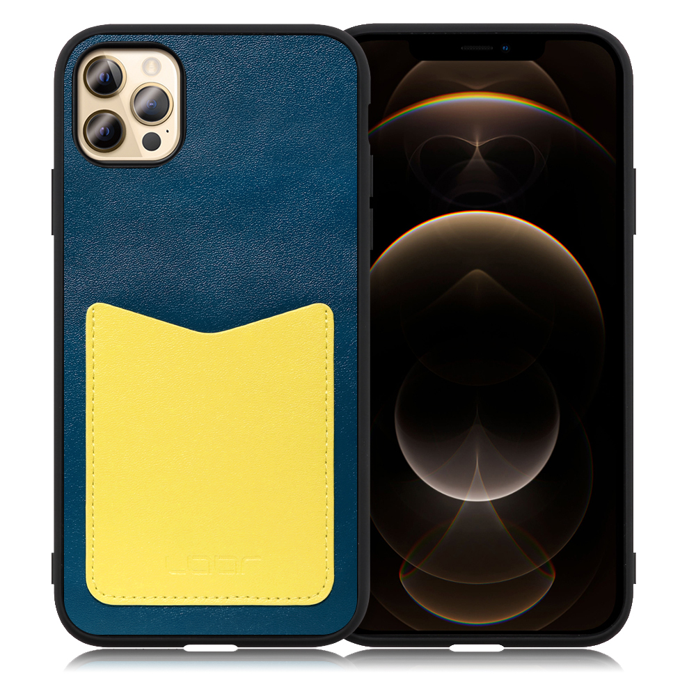 Looco Official Shop Loof Pass Shell Series Iphone 12 Pro Max 用 ネイビーイエロー スマホケース ハードケース カードポケット カード収納 薄い 軽い Puレザー かわいい コンパクト カード スマホ