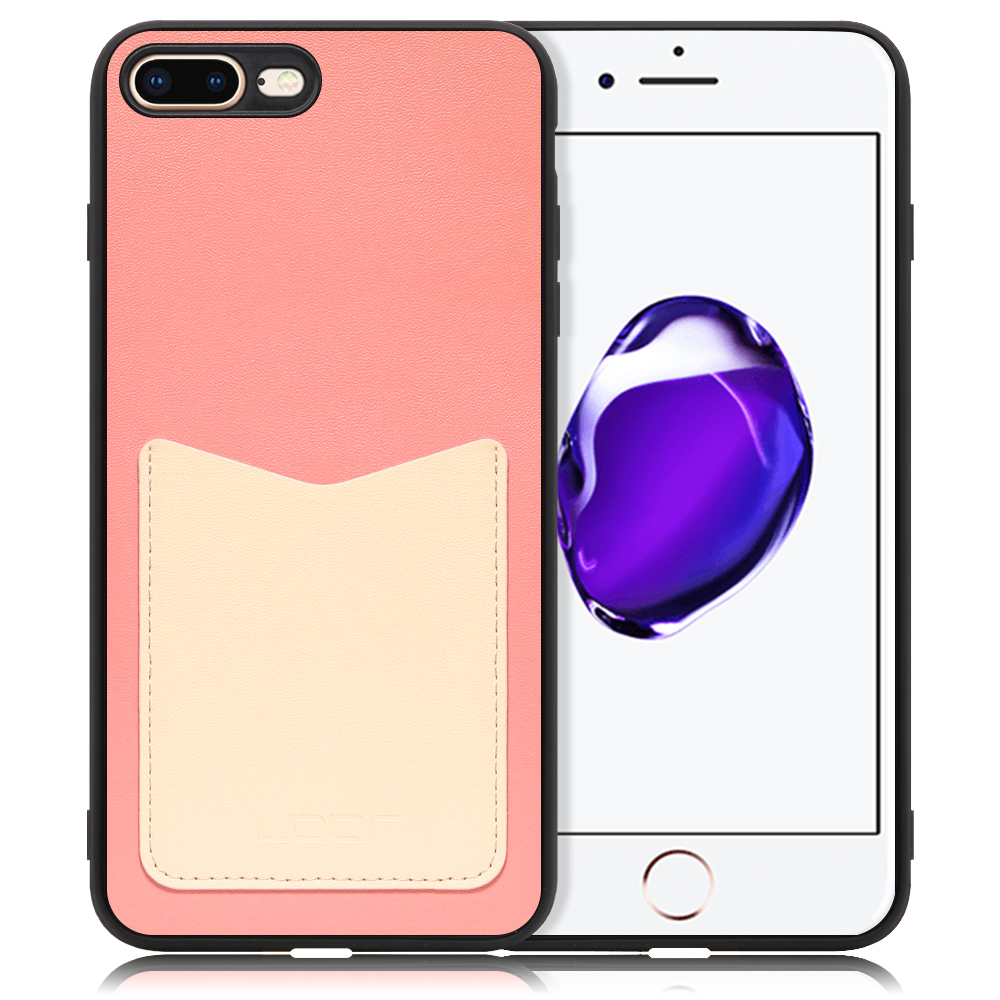 Looco Official Shop Loof Pass Shell Series Iphone 7 Plus 8 Plus 用 ピンククリーム スマホケース ハードケース カードポケット カード収納 薄い 軽い Puレザー かわいい コンパクト カード スマホ