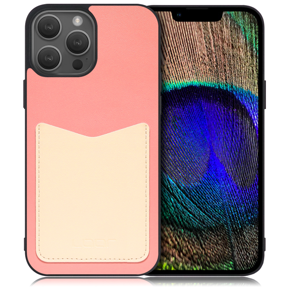 LOOF Pass-Shell Series iPhone 14 Pro 用 [ピンククリーム] スマホケース ハードケース カードポケット カード収納 薄い 軽い PUレザー かわいい コンパクト カード スマホ
