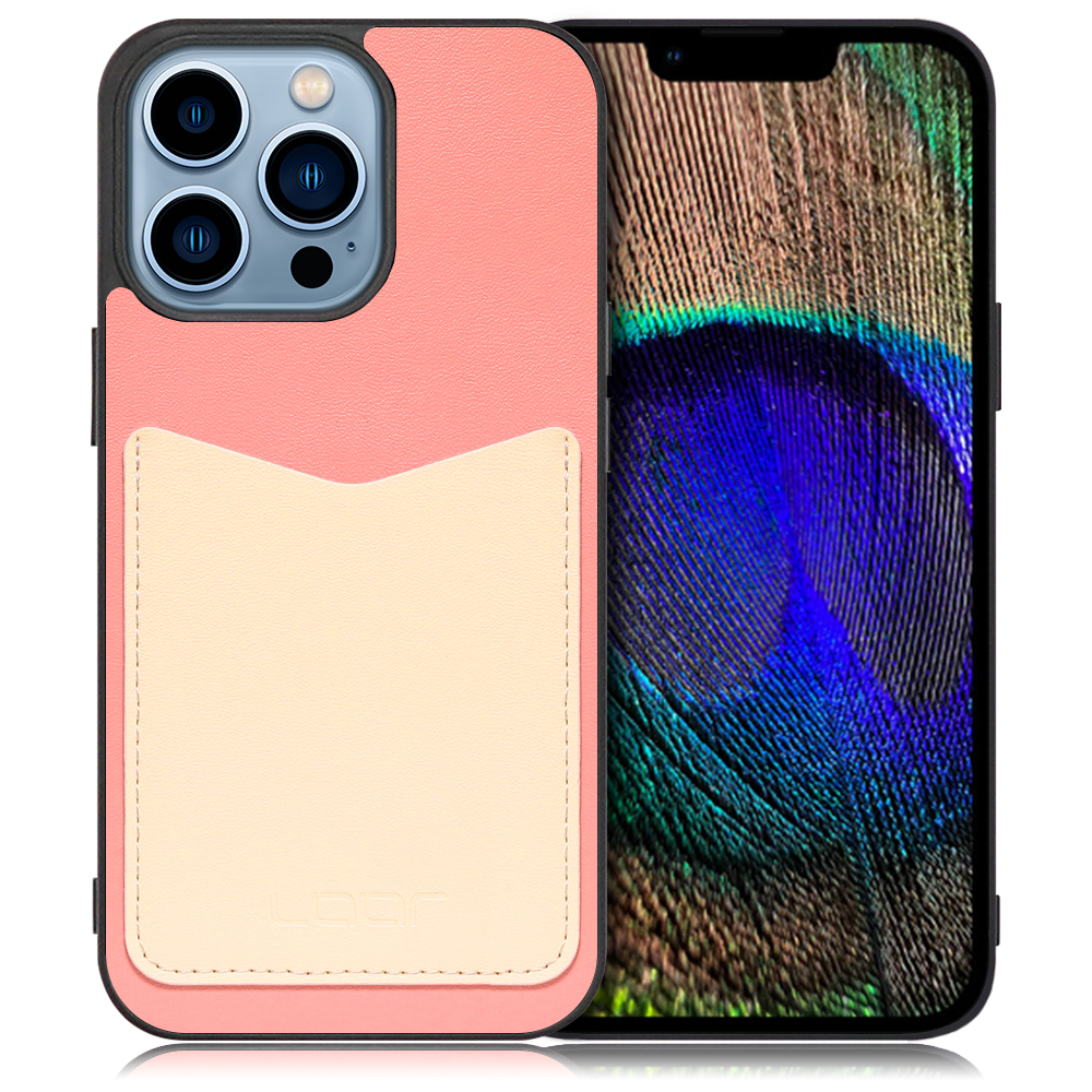 LOOF Pass-Shell Series iPhone 13 Pro 用 [ピンククリーム] スマホケース ハードケース カードポケット カード収納 薄い 軽い PUレザー かわいい コンパクト カード スマホ