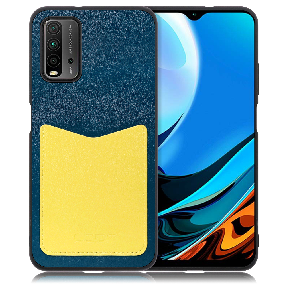 Looco Official Shop Loof Pass Shell Series Xiaomi Redmi 9t 用 ネイビーイエロー スマホケース ハードケース カードポケット カード収納 薄い 軽い Puレザー かわいい コンパクト カード スマホ