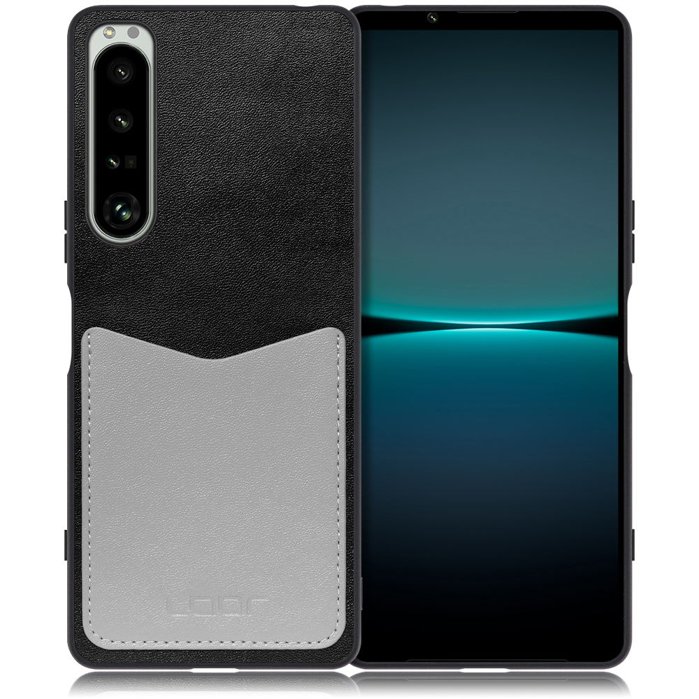 LOOF PASS-SHELL Series Xperia 1 IV / SO-51C / SOG06 用 [ブラックグレー] スマホケース  ハードケース カードポケット カード収納 薄い 軽い PUレザー かわいい コンパクト カード スマホ
