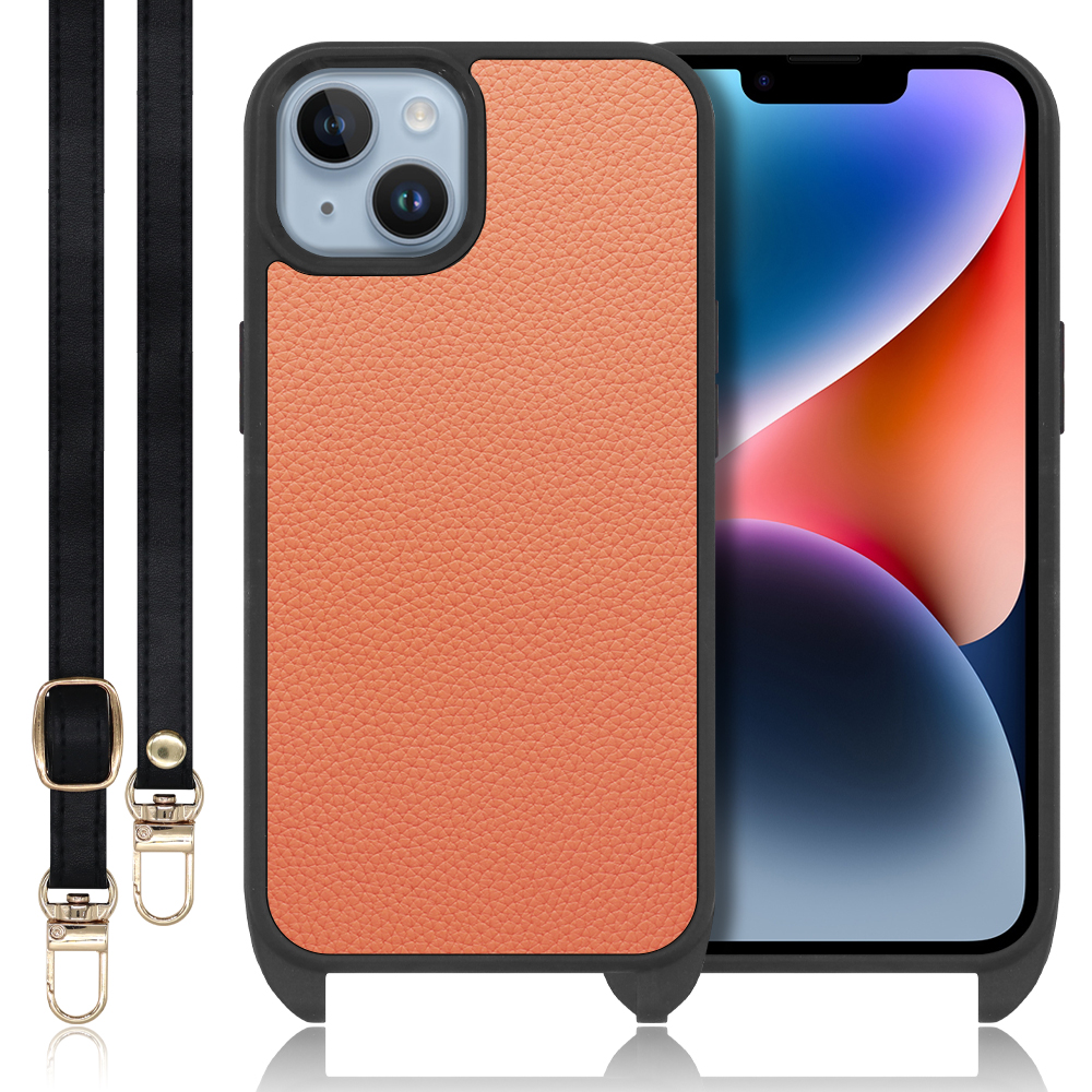 LOOF LEATHER-STRAP Series iPhone 14 iPhone14 アイフォン 14 用 [フラミンゴ] スマホショルダー ケース カバー 背面 ストラップ ショルダー 軽い アウトドア ブランド 人気 レディース メンズ 首掛け 肩掛け ネックストラップ 本革